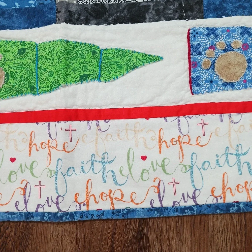 Handmade Baby Quilt Religious Bear Boy 44